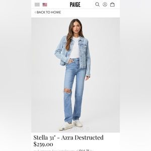 Paige Stella 31 Azra Straight leg Jean Distressed